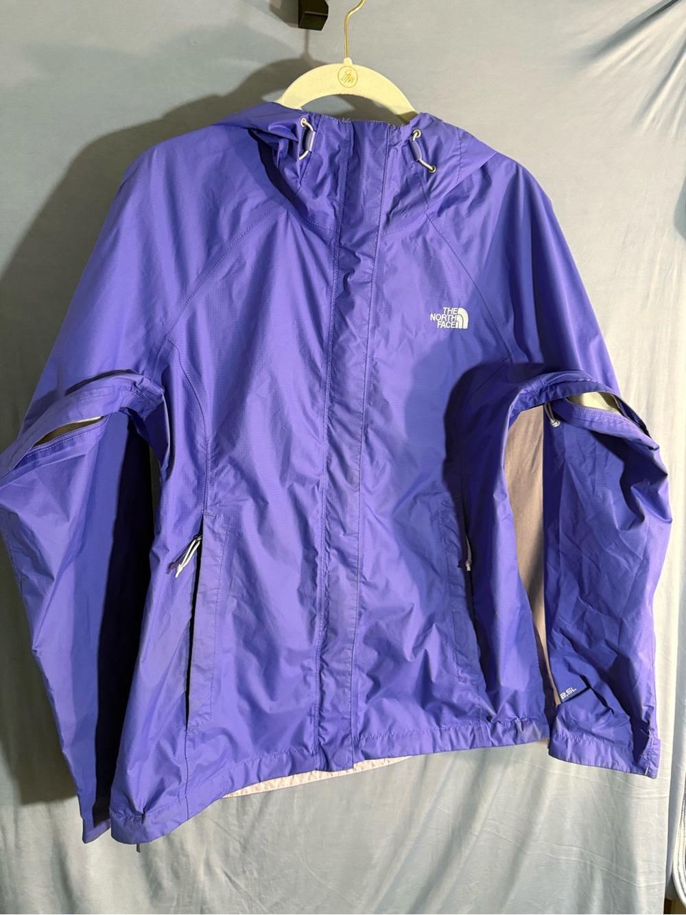 The North Face Purple Hooded Shell Hyvent underarm vent Jacket